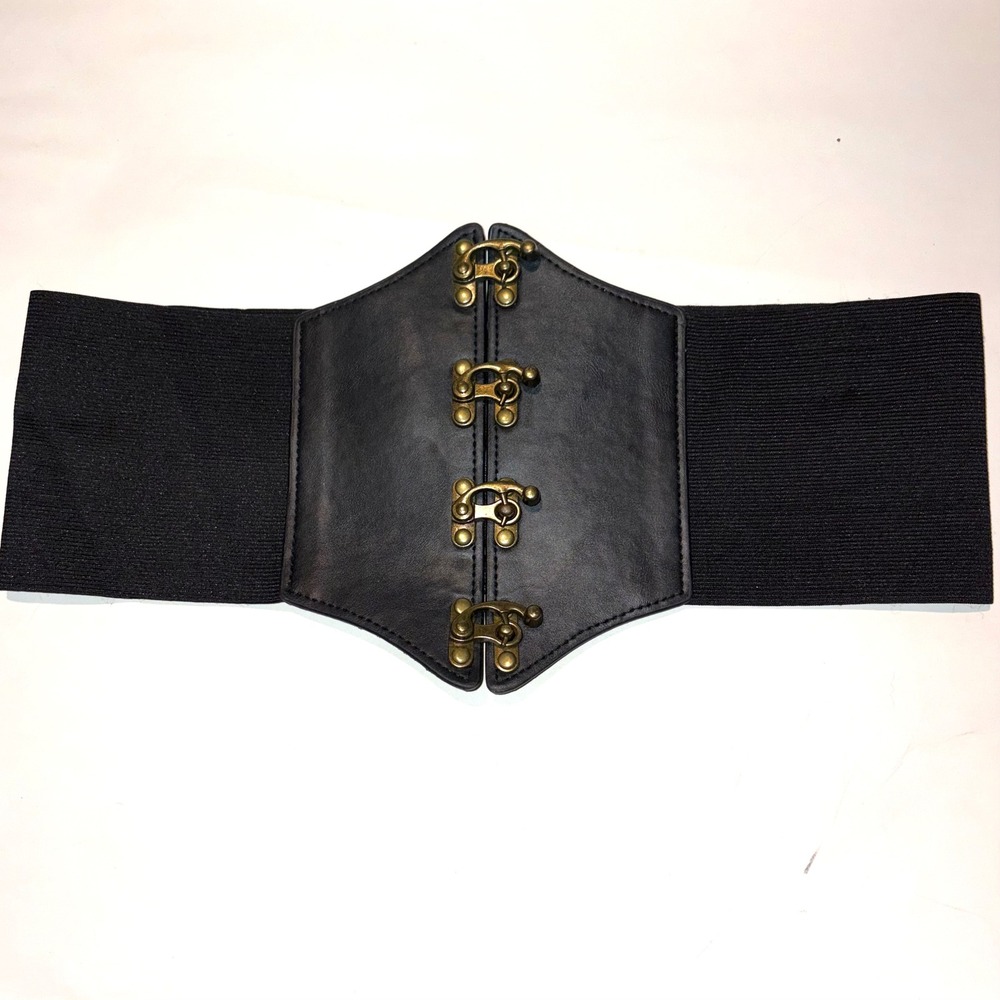 Unbranded Steampunk Corset Cinch Belt Faux Leather Black 30in L 4.75in W OS